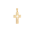Openwork cross pendant with detailed edging and the Lord's Prayer - 18k Gold Plated