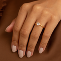 18K Gold Plated Round Cut Zirconia Solitaire Ring – Minimalist Thin Band Classic Engagement Style for Women