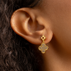 Clover Drop Earrings with Zirconia – 18K Gold Plated Dangle Earrings