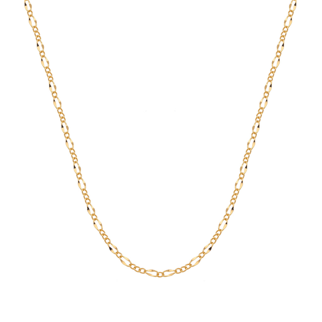 Figaro 3x1 mesh chain with beveled details on the sides - 18k gold plated
