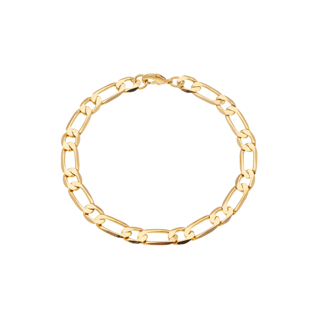 Men's bracelet, 18cm + 5cm extender, traditional 1x1 link, 18k gold plated.