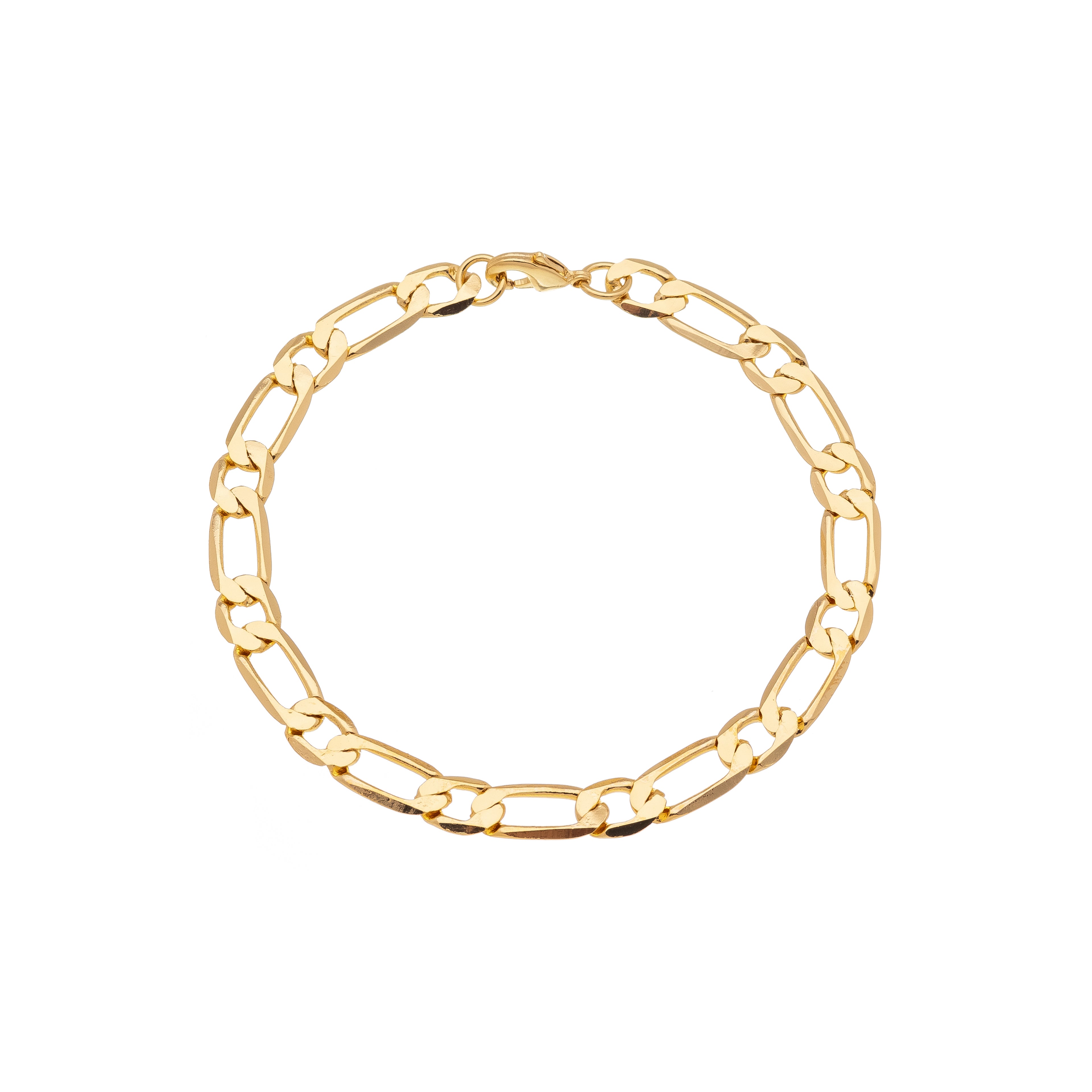 Men's bracelet, 18cm + 5cm extender, traditional 1x1 link, 18k gold plated.