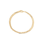 Men's bracelet, 18cm + 5cm extender, traditional 1x1 curb link, 18k gold plated.