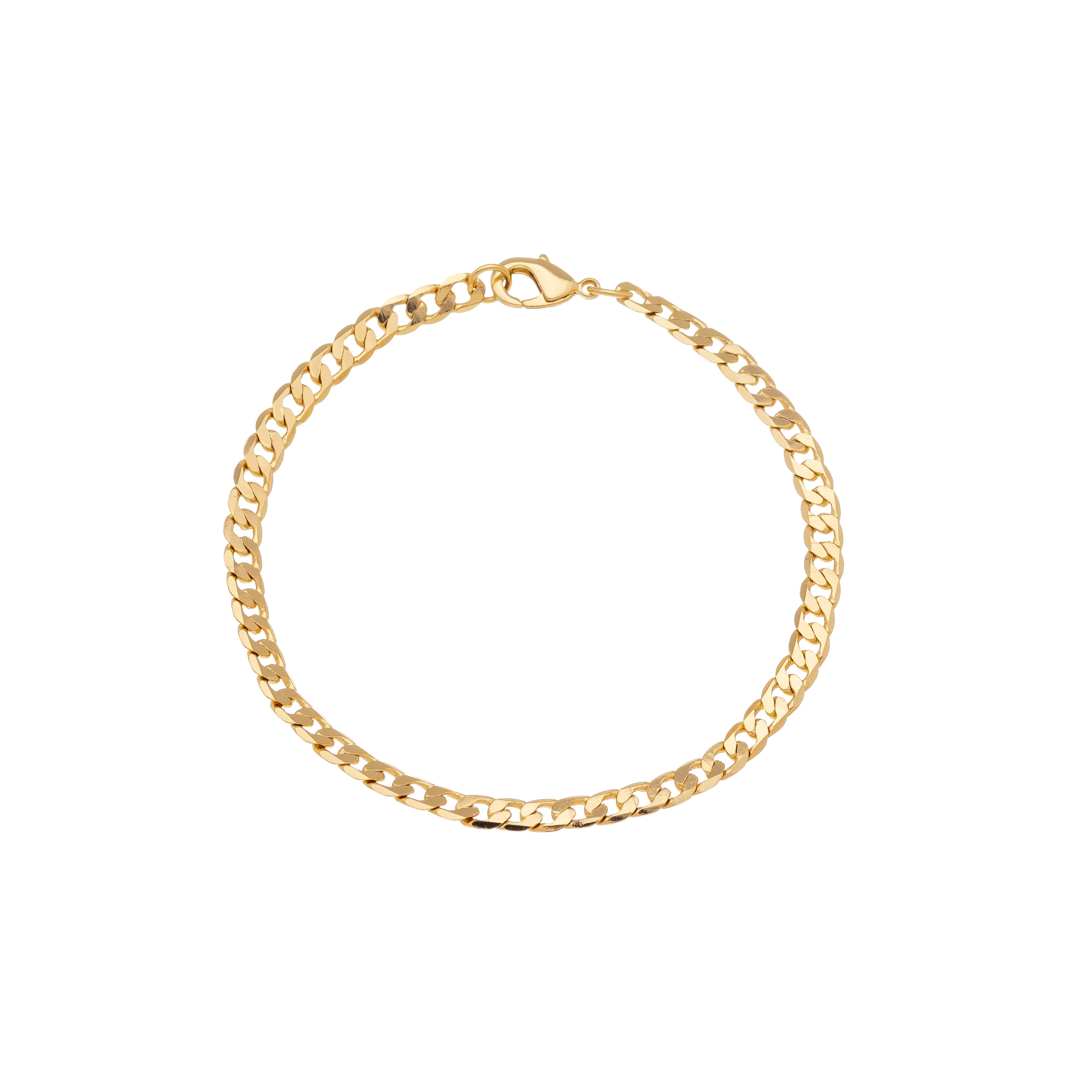 Men's bracelet, 18cm + 5cm extender, traditional 1x1 curb link, 18k gold plated.