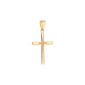 Minimalist stick cross pendant with dotted detail in the center - 18k gold plated