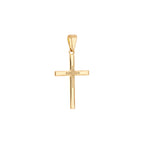 Minimalist stick cross pendant with dotted detail in the center - 18k gold plated