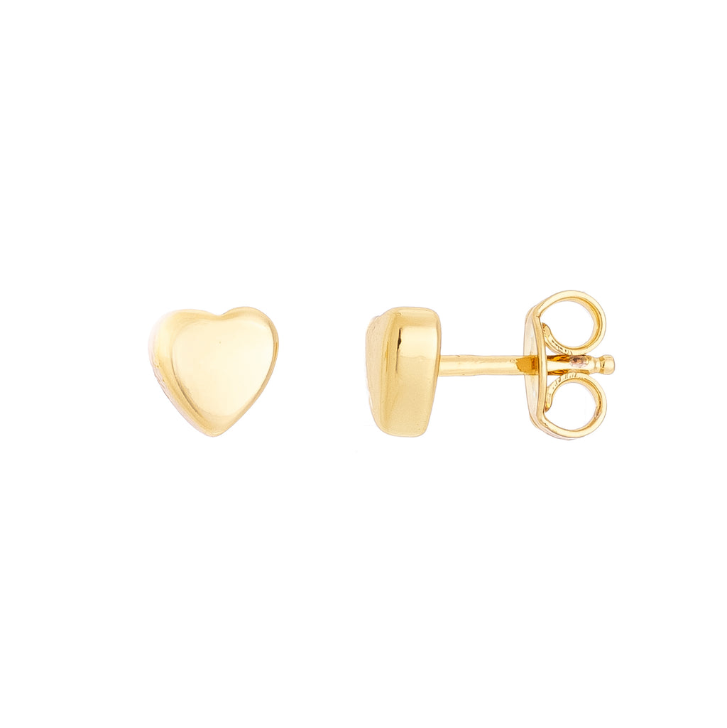 Hypoallergenic children's earring in a heart shape, 18k gold plated.