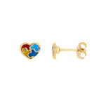 Children's heart-shaped earring with autism identification, delicate, hypoallergenic 18k gold plated.