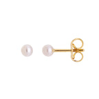 Delicate children's pearl earring with hypoallergenic 18k gold-plated post.