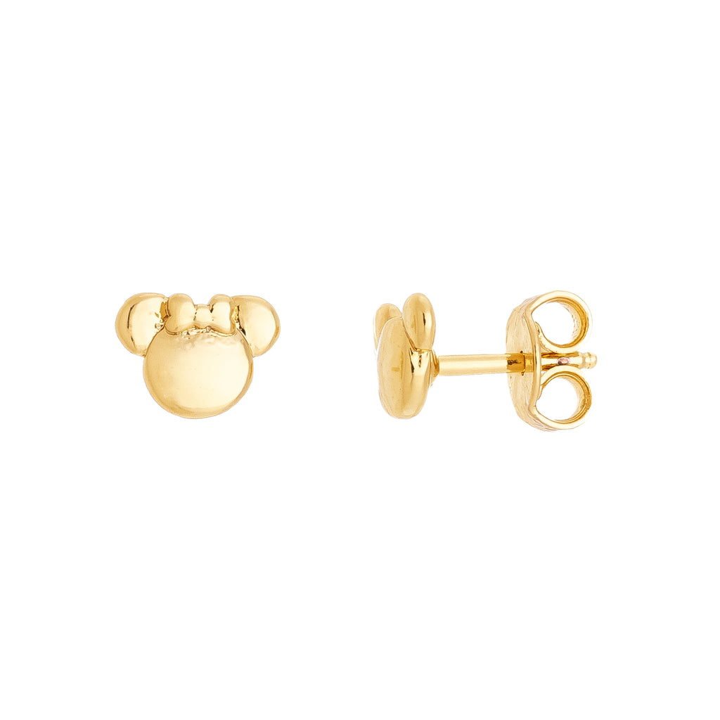 Children's Minnie Mouse shaped earrings, 18k gold plated, hypoallergenic.