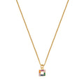 Children's Venetian necklace with a square pendant set with colorful cubic zirconia stones, 18k gold plated, hypoallergenic.