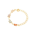 Children's bracelet with butterflies set with colorful cubic zirconia, 18k gold plated, hypoallergenic.