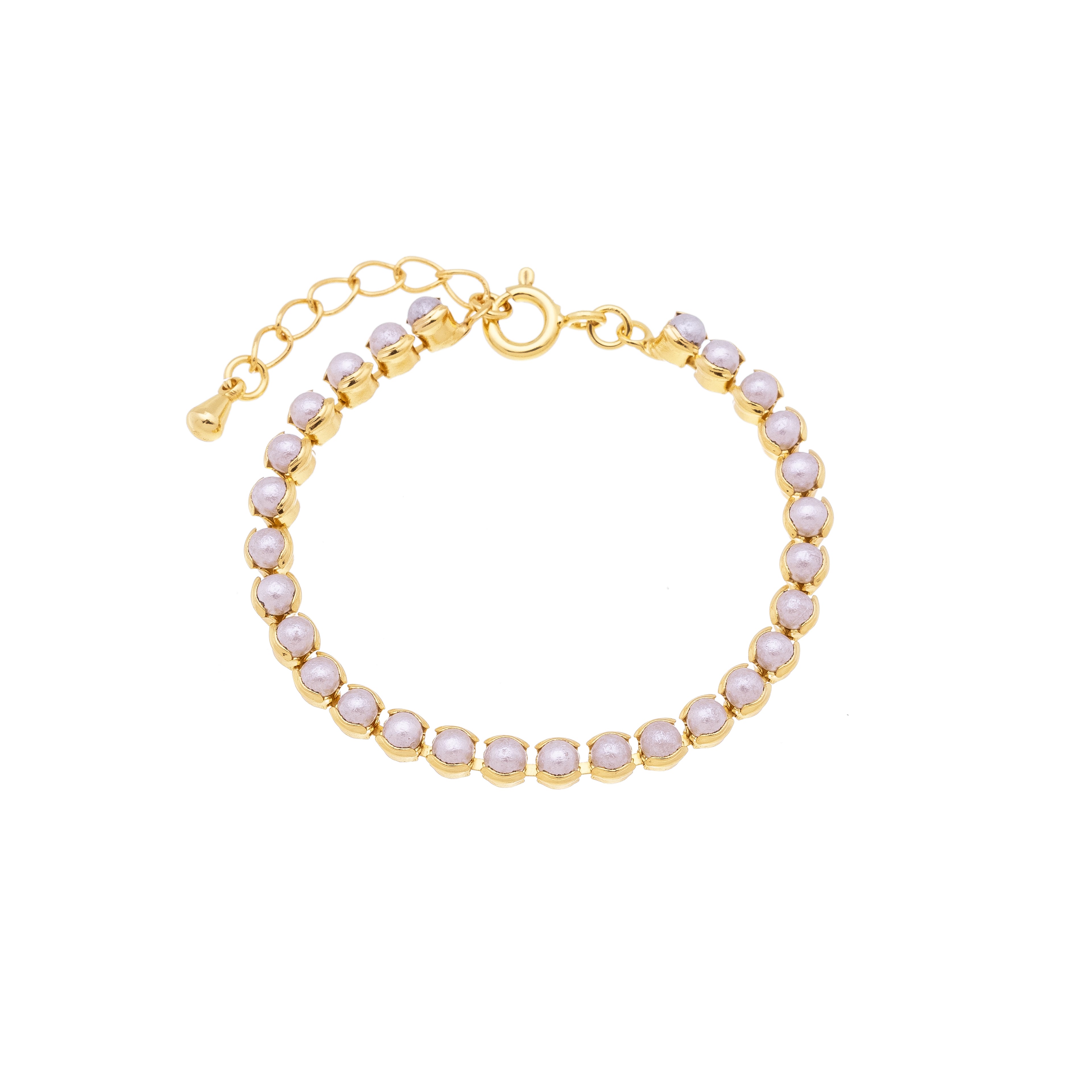 Children's rounded bracelet with pearls, 18k gold plated.