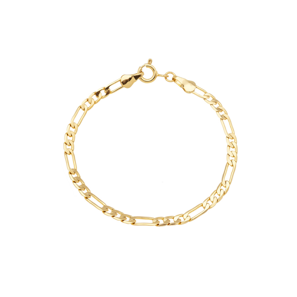 Children's bracelet with 3x1 link chain, 18k gold plated, hypoallergenic.