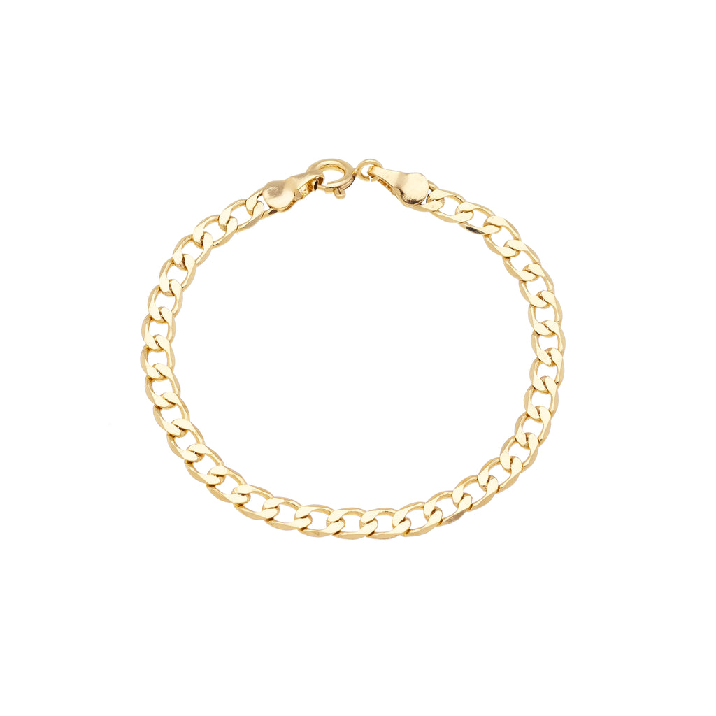 Children's curb chain bracelet, 1x1 link, 18k gold plated, hypoallergenic.