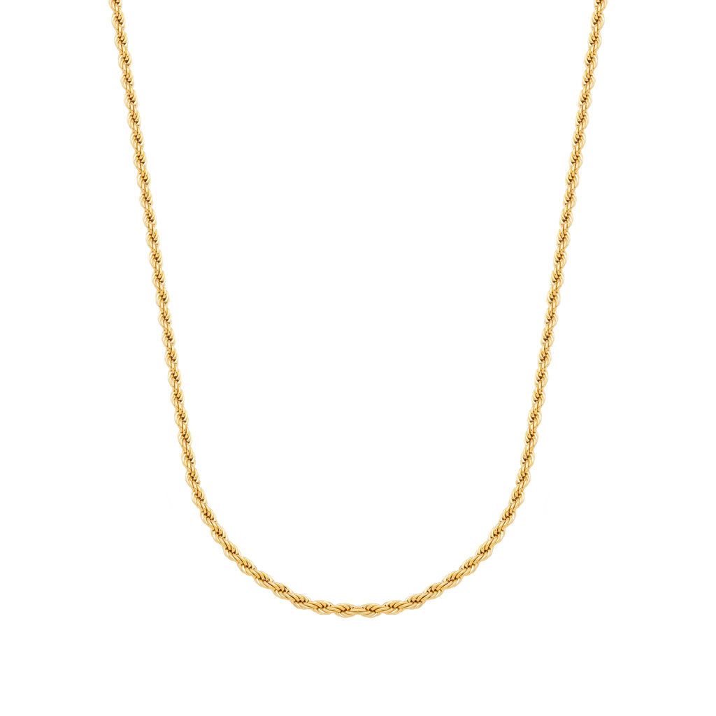 18K Gold Plated Rope Chain Necklace – Classic Twisted Chain Choker for Women