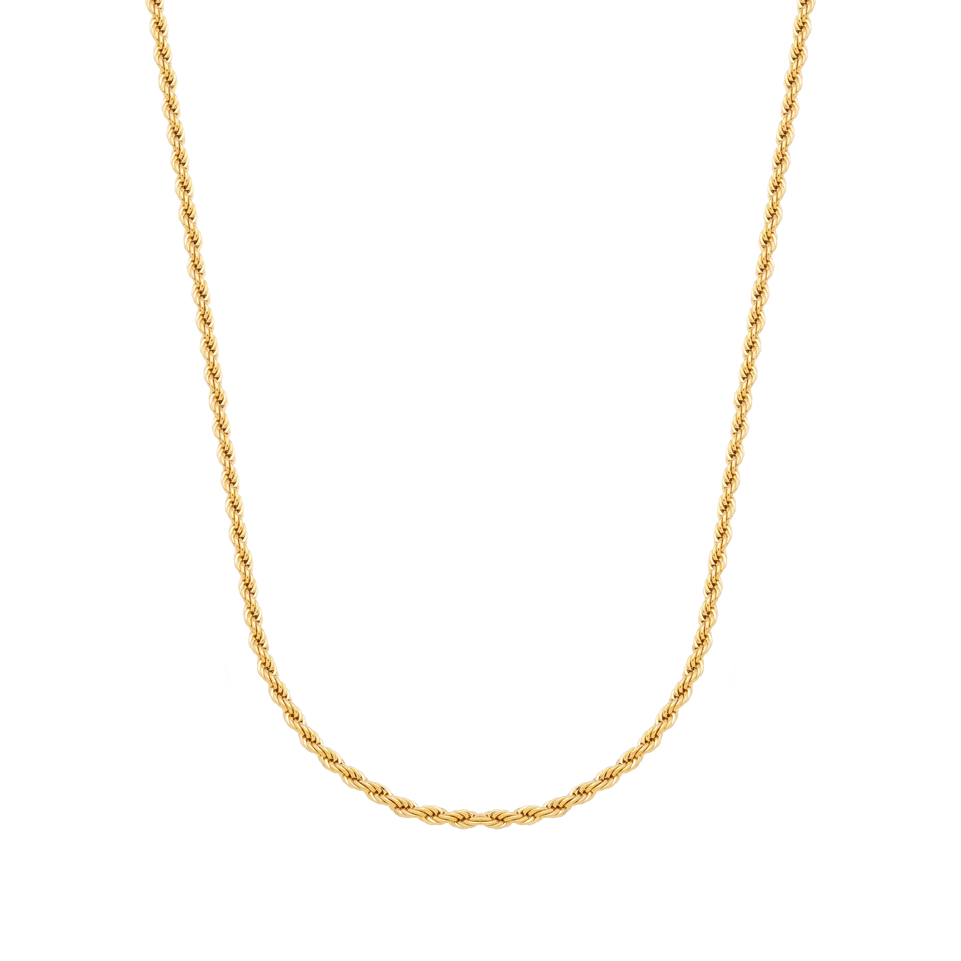 18K Gold Plated Rope Chain Necklace – Classic Twisted Chain Choker for Women