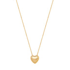 18K Gold Plated Puffy Heart Pendant Necklace – Minimal Romantic Gold Chain