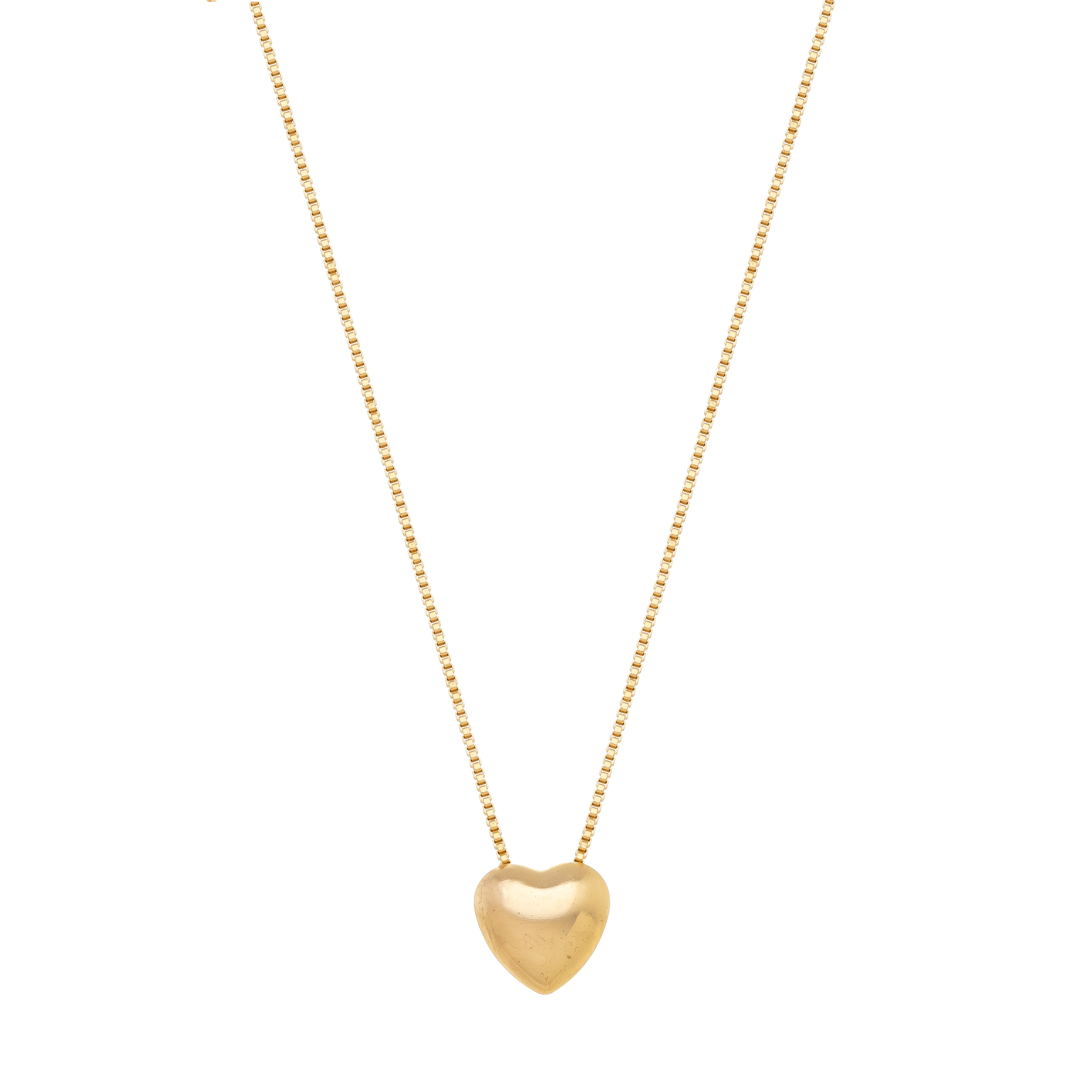 18K Gold Plated Puffy Heart Pendant Necklace – Minimal Romantic Gold Chain