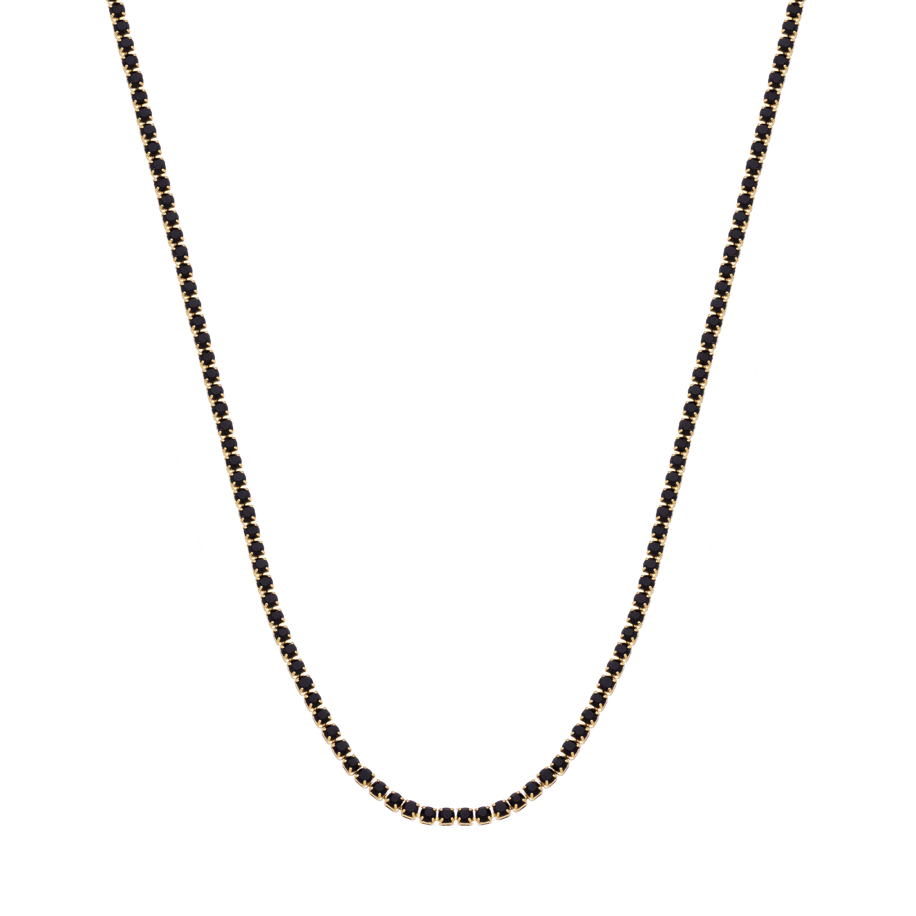 18K Gold Plated Black Zirconia Tennis Necklace – Minimalist Elegant Choker