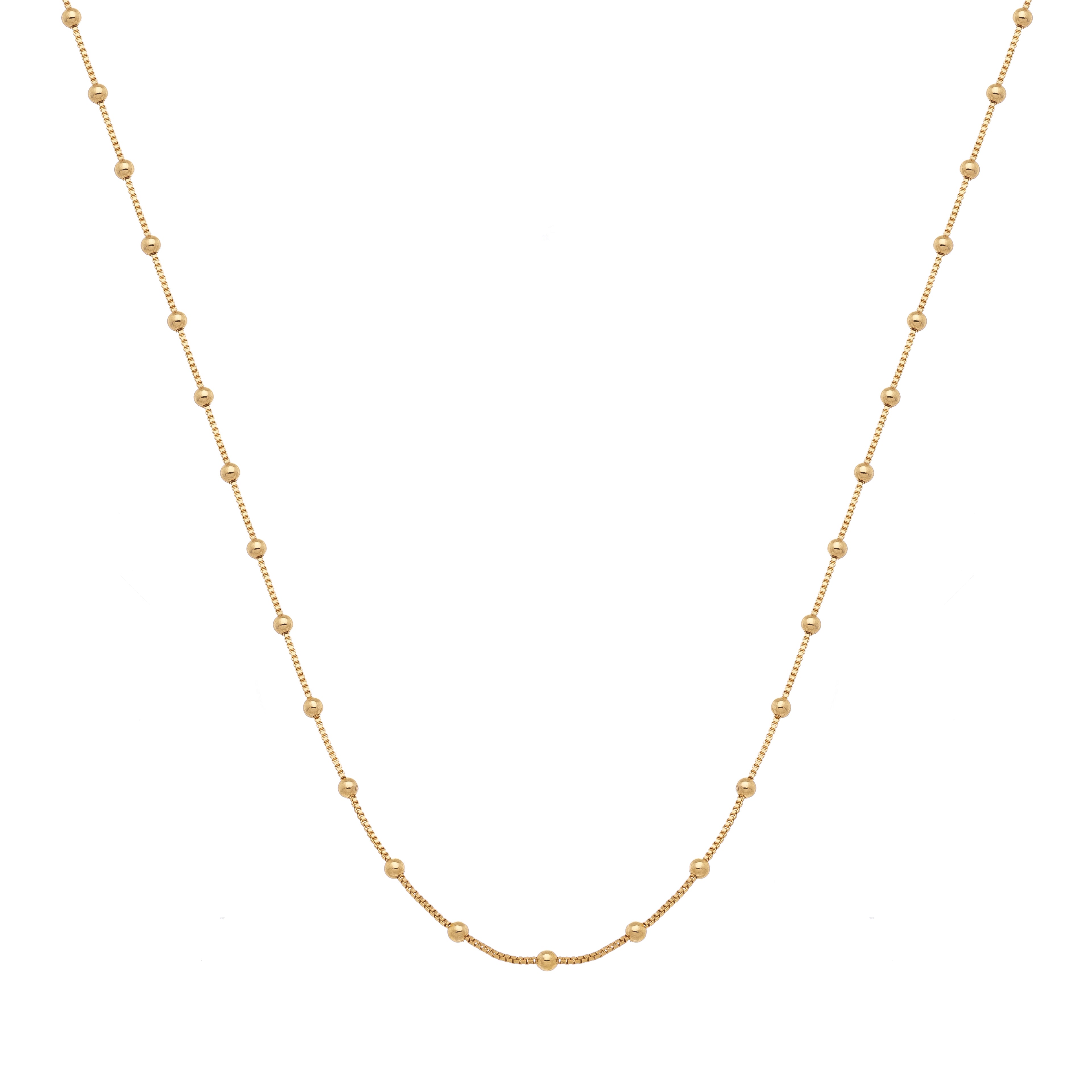 18K Gold Plated Beaded Chain Necklace – Minimalist Satellite Ball Necklace