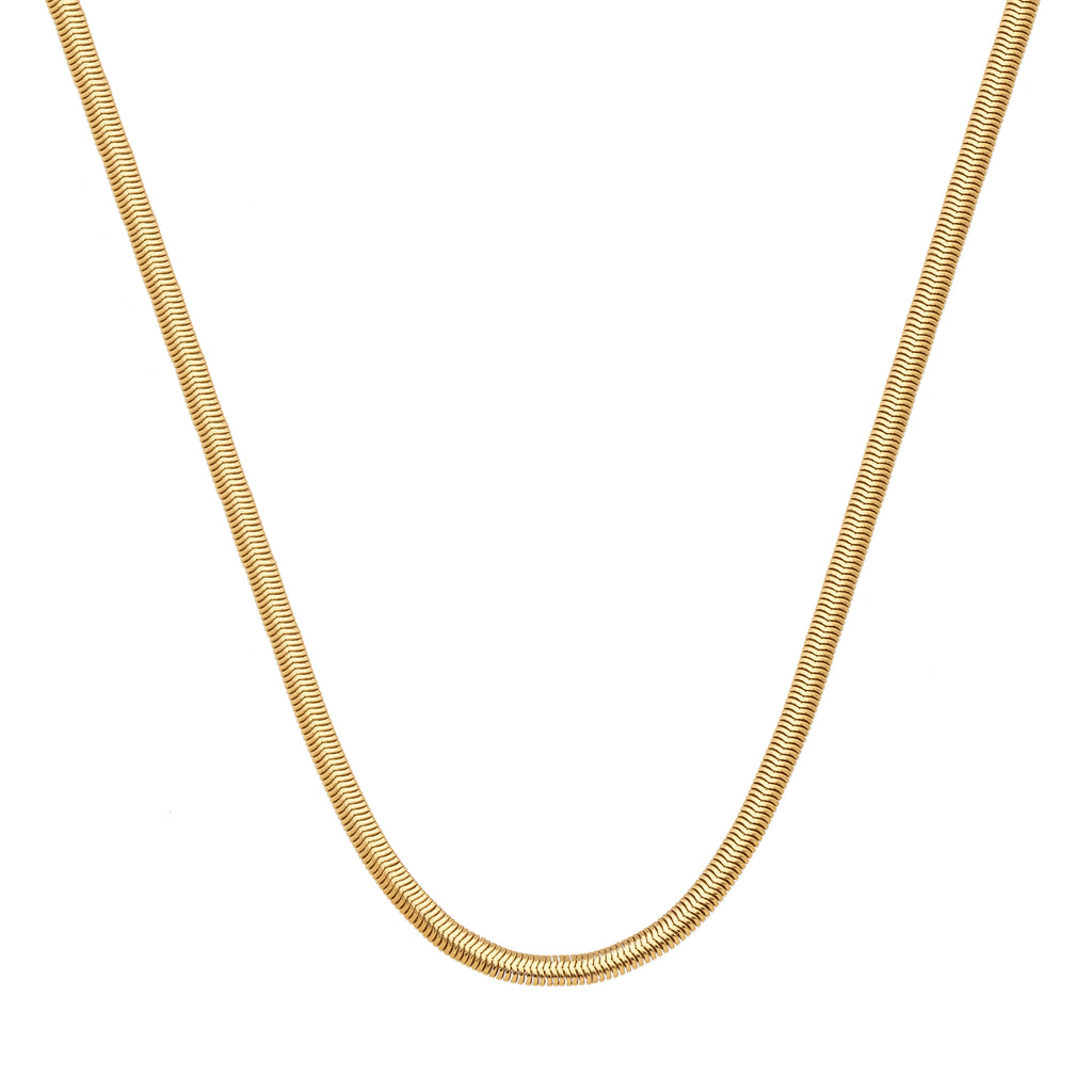 18K Gold Plated Snake Chain Necklace – Sleek Minimalist Flat Chain