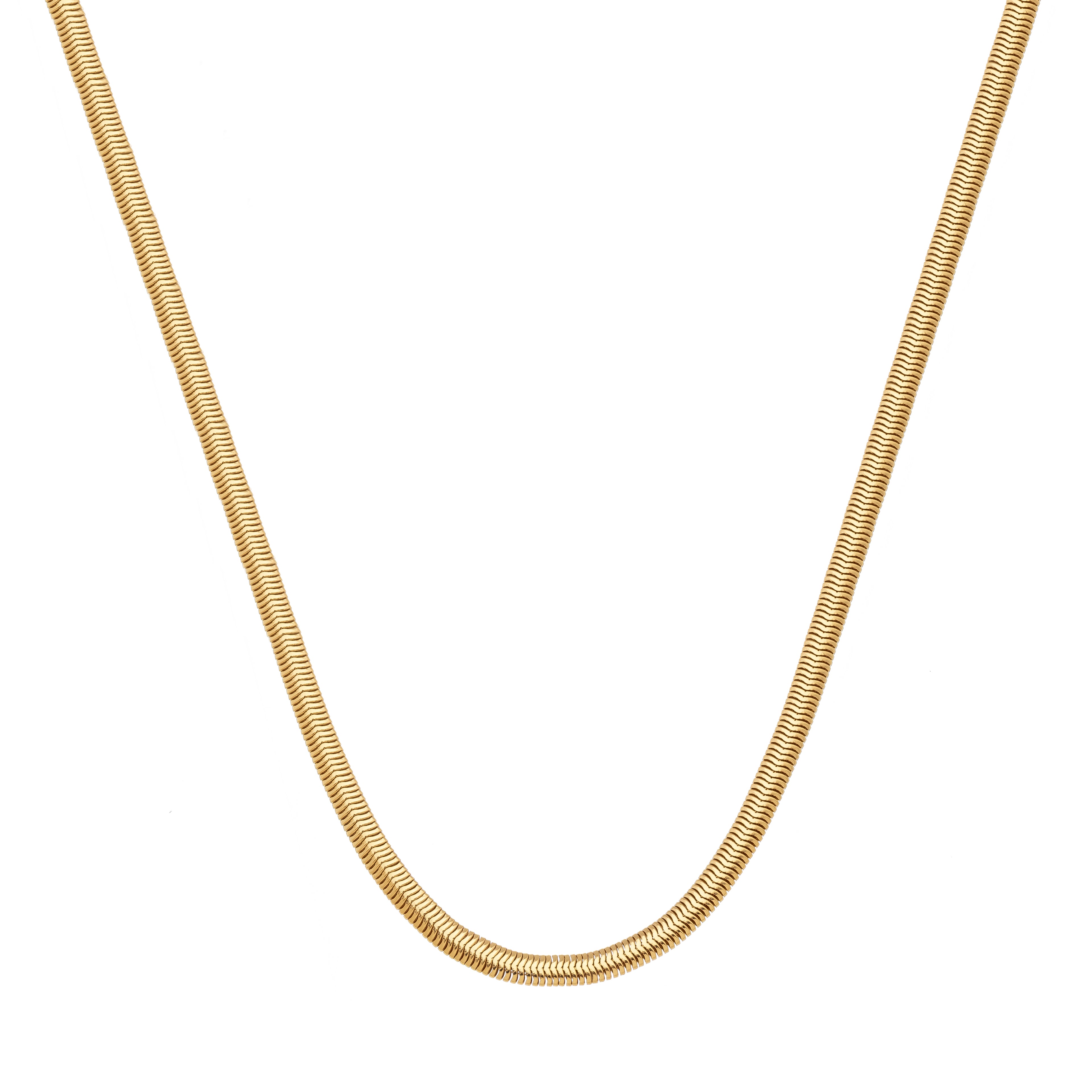 18K Gold Plated Snake Chain Necklace – Sleek Minimalist Flat Chain