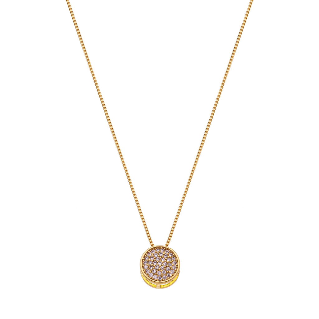 Round Pavé Zirconia Pendant Necklace – 18K Gold Plated Minimalist Luxury Jewelry