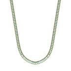 Green Baguette Tennis Necklace – 18K Gold Plated Emerald Tone Chain