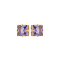Princess Cut Lavender Zircon Stud Earrings – 18K Gold Plated Square Crystal Earrings