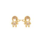 Cute Angel Zircon Stud Earrings – 18K Gold Plated Mini Figure Earrings