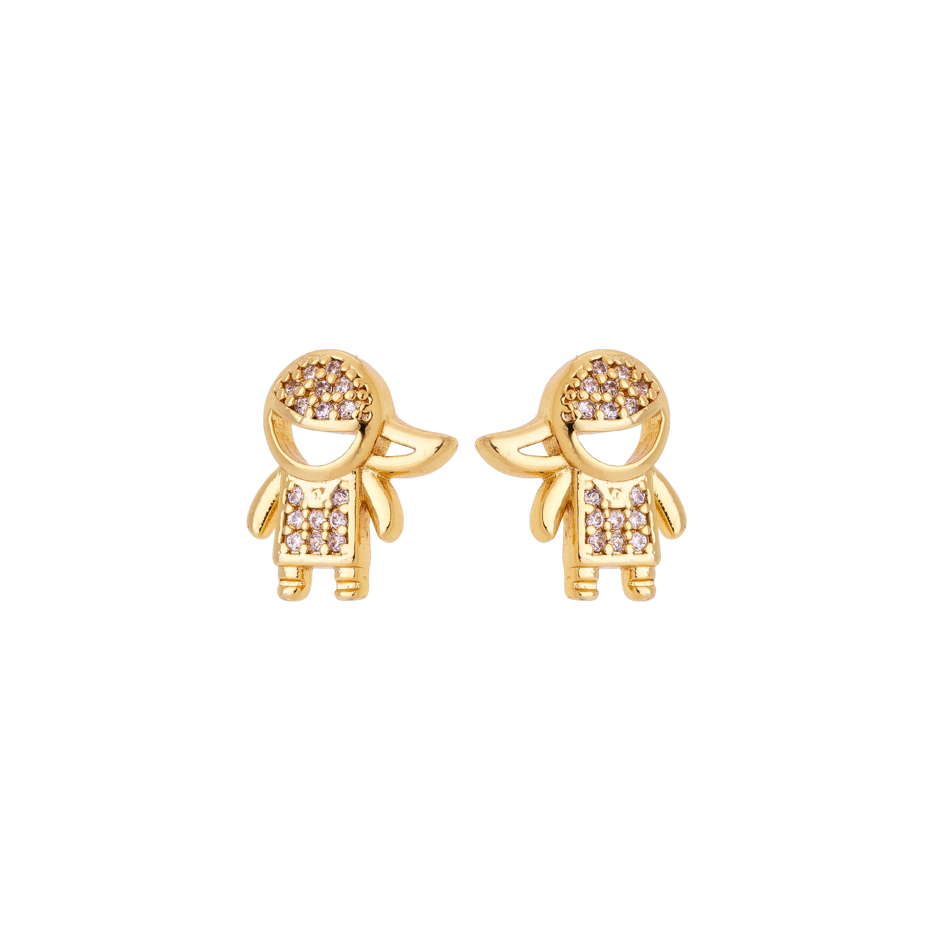 Cute Angel Zircon Stud Earrings – 18K Gold Plated Mini Figure Earrings