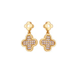 Clover Drop Earrings with Zirconia – 18K Gold Plated Dangle Earrings