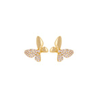 Butterfly Zirconia Stud Earrings – 18K Gold Plated Elegant Sparkle