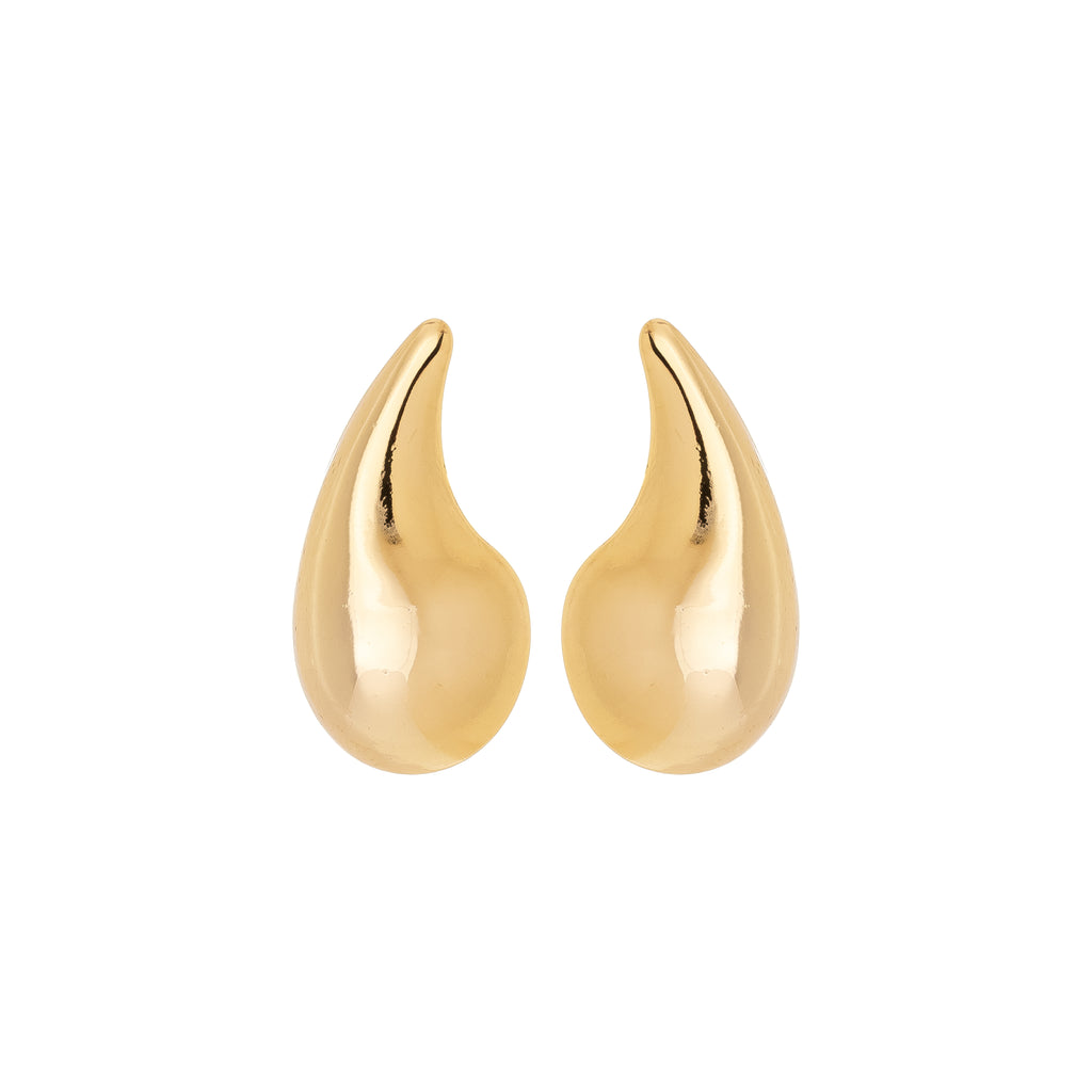 Organic Teardrop Stud Earrings – 18K Gold Plated Minimalist Design