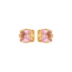 Blush Pink Crystal Stud Earrings – 18K Gold Plated Square Cut