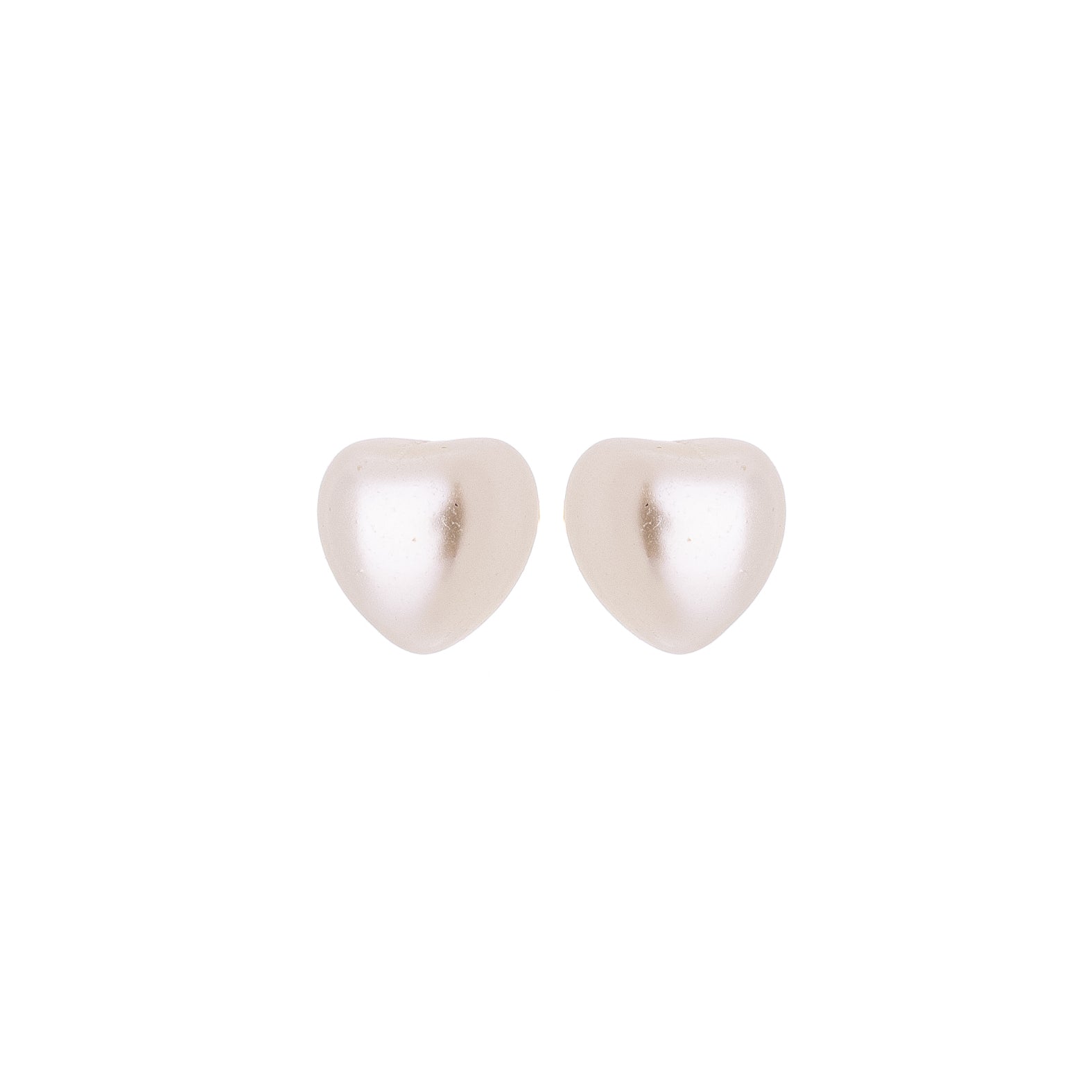 Minimal Heart Pearl Stud Earrings – Soft Ivory Finish Small