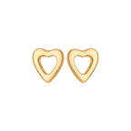 Minimalist Hollow Heart Stud Earrings – 18K Gold Plated