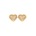 Pavé Heart Stud Earrings – 18K Gold Plated Crystal Statement Studs