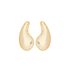 Textured Mesh Teardrop Earrings – 18K Gold Plated Statement Drops