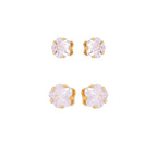 Floral Crystal Stud Earrings Set – 18K Gold Plated Zirconia Flower Duo