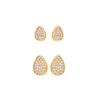 Teardrop Crystal Stud Earrings Set – 18K Gold Plated Zirconia Duo