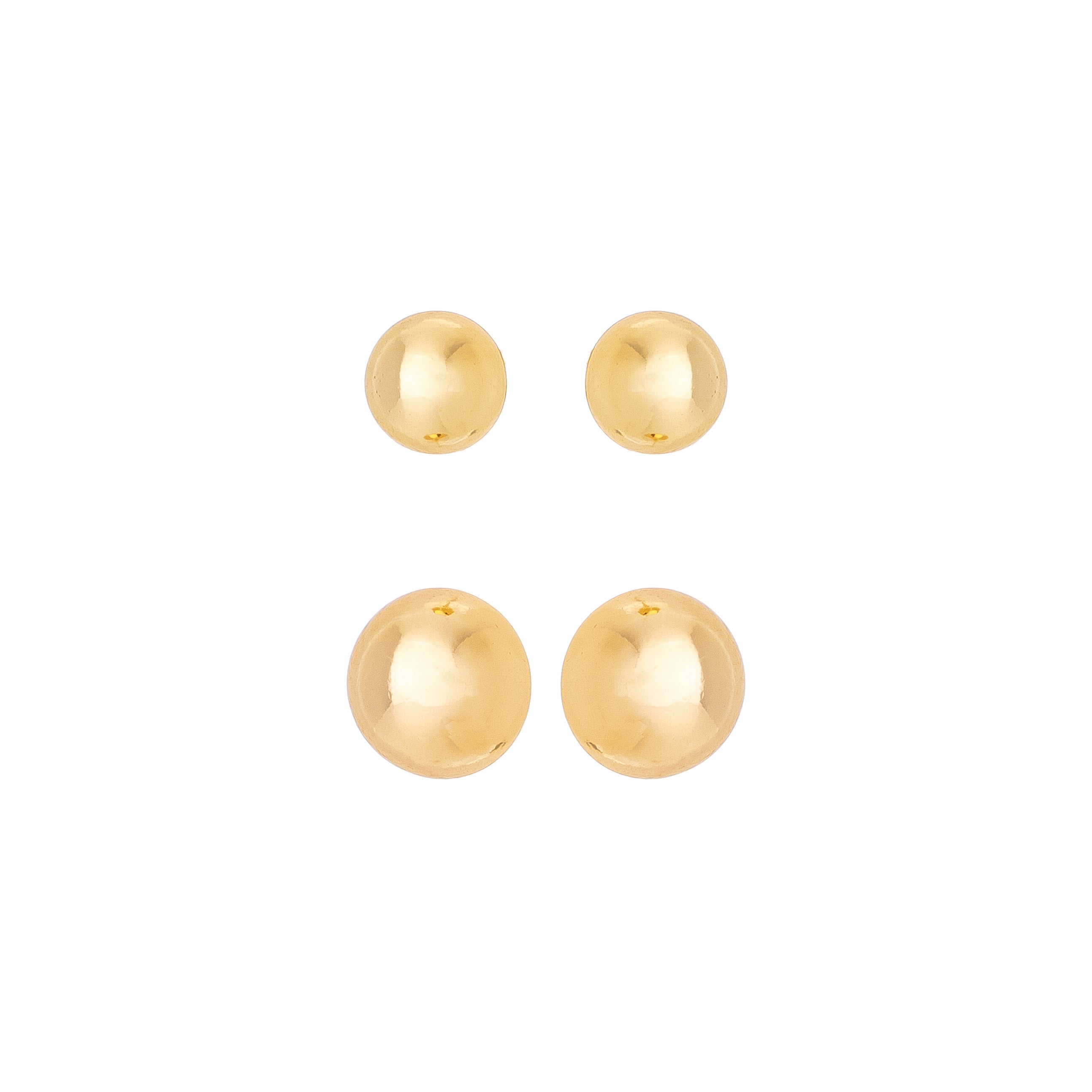 Classic Gold Ball Stud Earrings Set – 18K Gold Plated Minimalist Duo