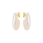 Organic Pearl Hoop Stud Earrings – 18K Gold Plated Modern Minimalist
