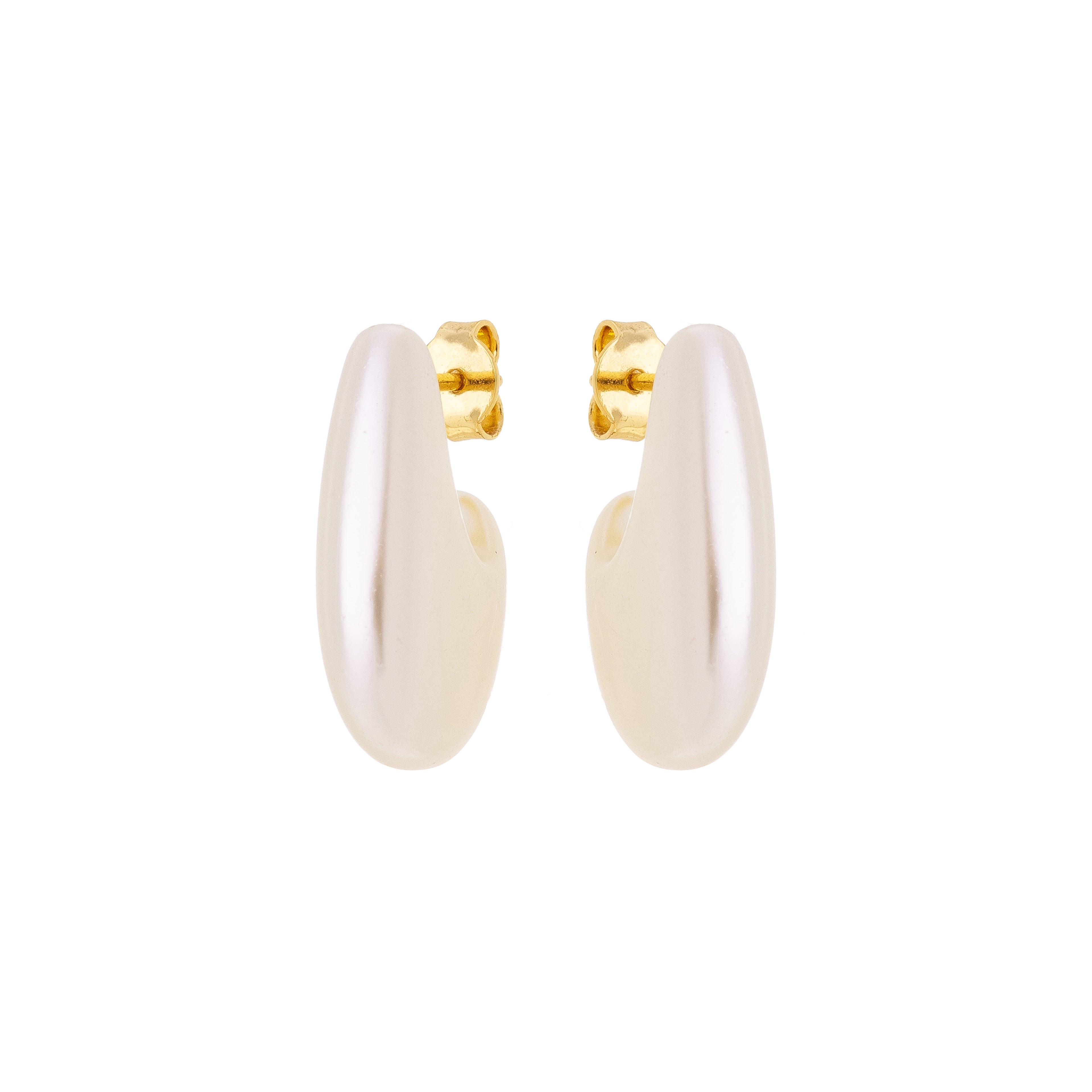 Organic Pearl Hoop Stud Earrings – 18K Gold Plated Modern Minimalist