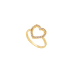 18K Gold Plated Heart Shape Ring with Micro Zirconia – Minimalist Romantic Open Heart Band for Women
