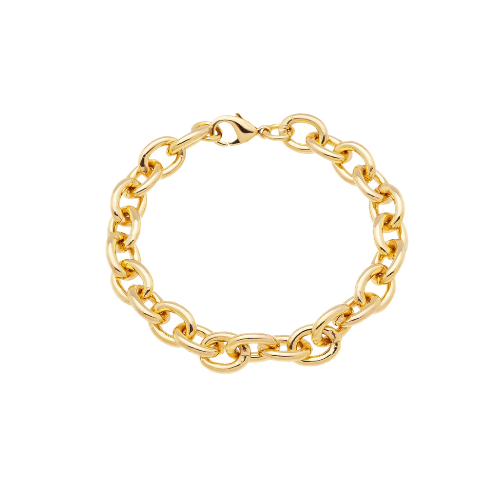 18K Gold Plated Chunky Chain Bracelet – Thick Link Statement Bracelet for Women