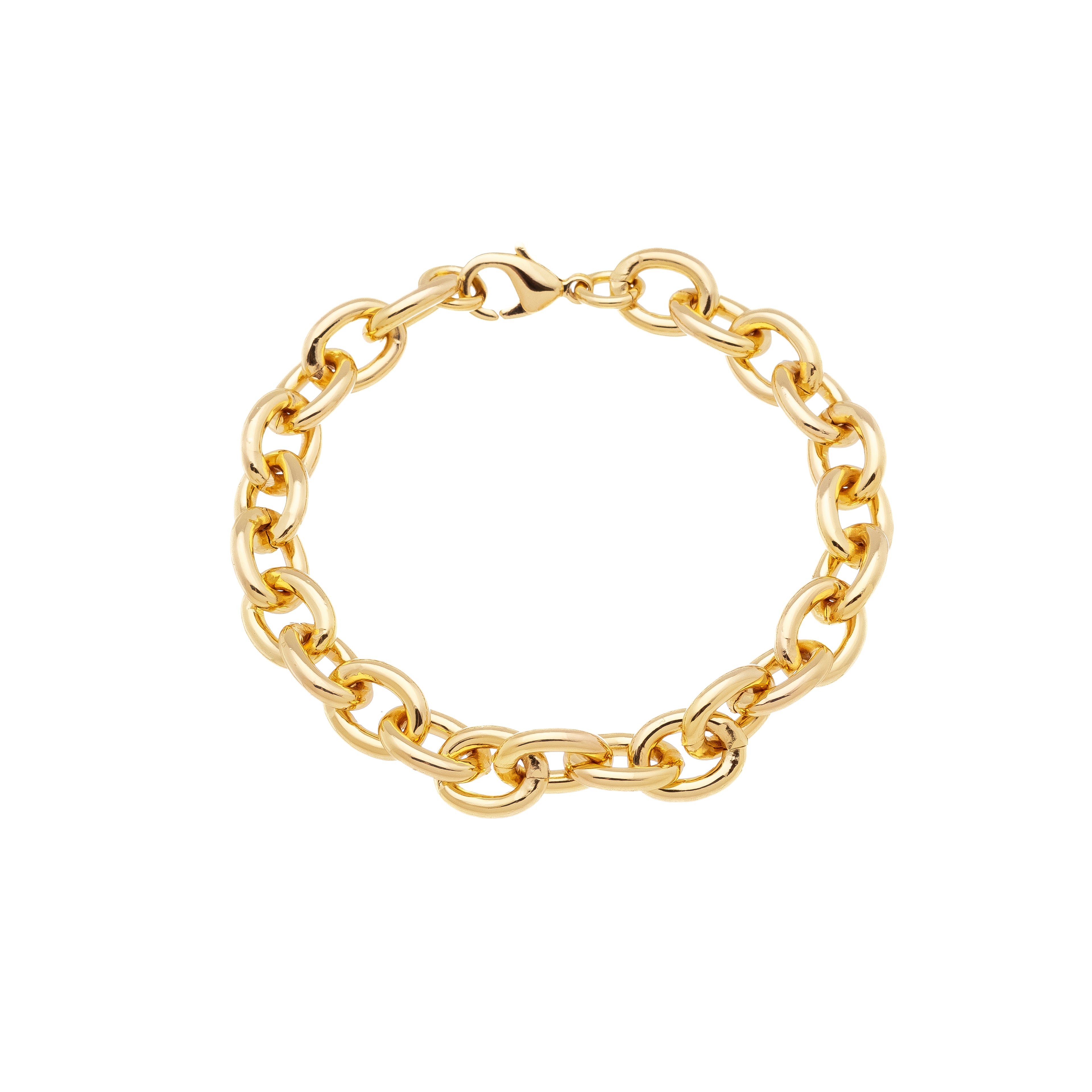 18K Gold Plated Chunky Chain Bracelet – Thick Link Statement Bracelet for Women