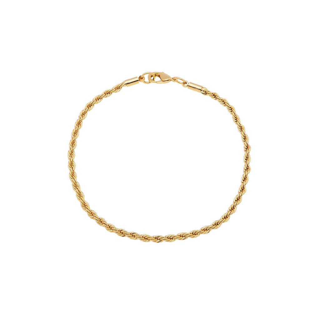 Men's bracelet, 18cm, traditional Bahian cord chain with detailed links - 18k Gold Plated