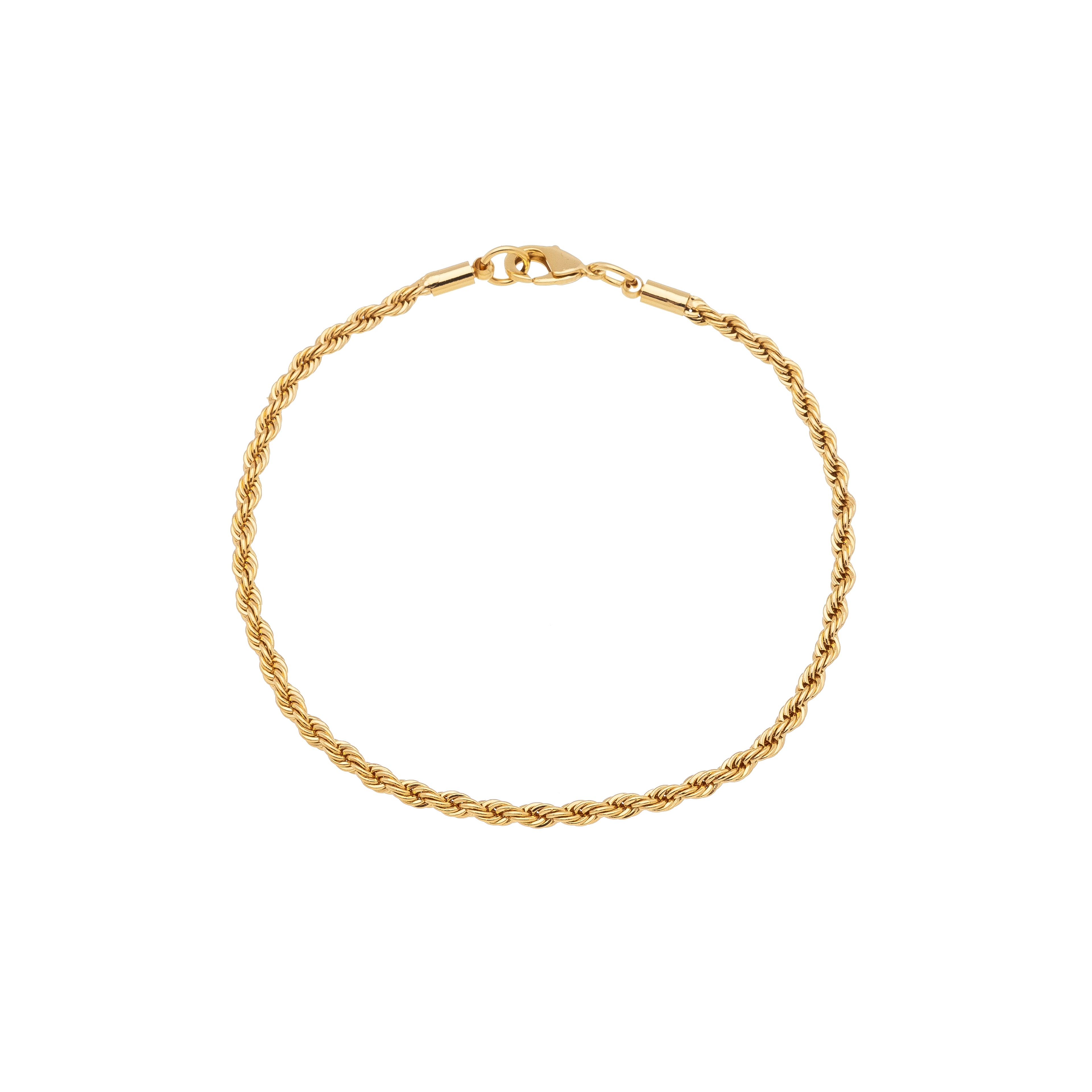Men's bracelet, 18cm, traditional Bahian cord chain with detailed links - 18k Gold Plated
